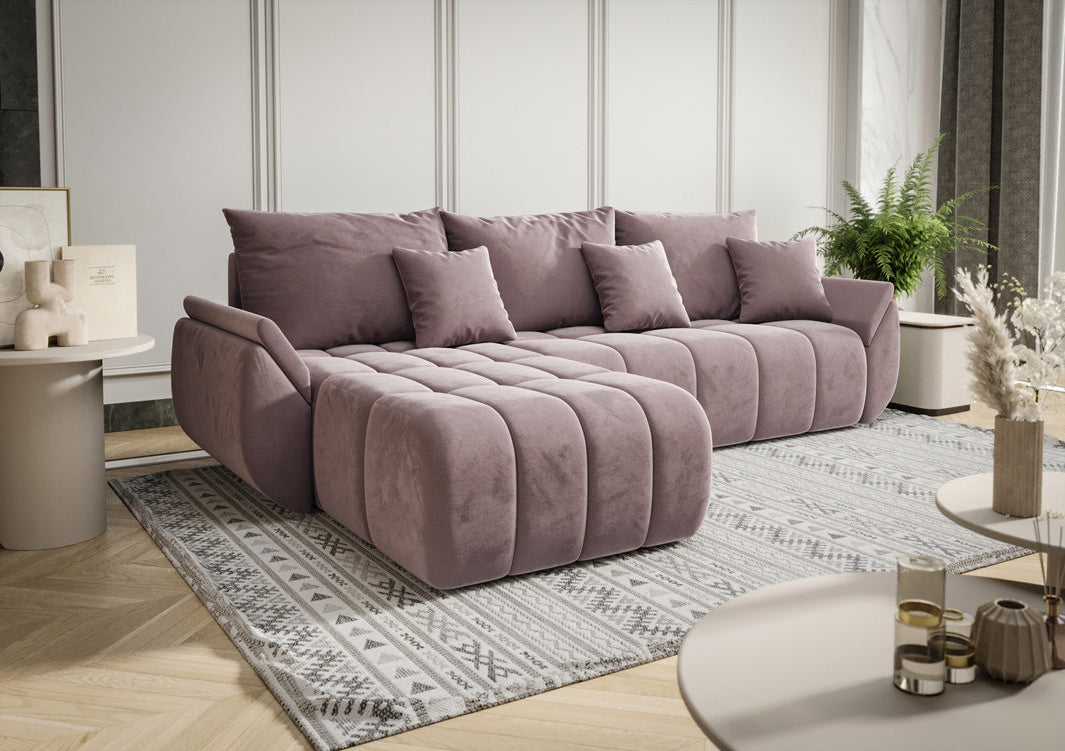 Designer sofa Lenoa with sleeping and folding function in velvet