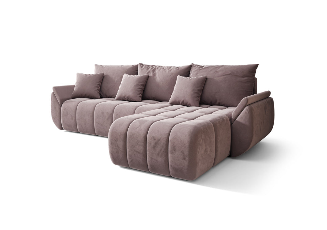 Designer sofa Lenoa with sleeping and folding function in velvet