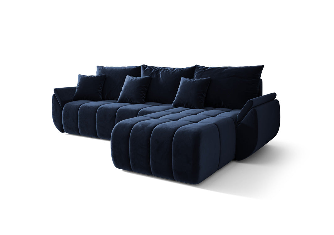 Designer sofa Lenoa with sleeping and folding function in velvet