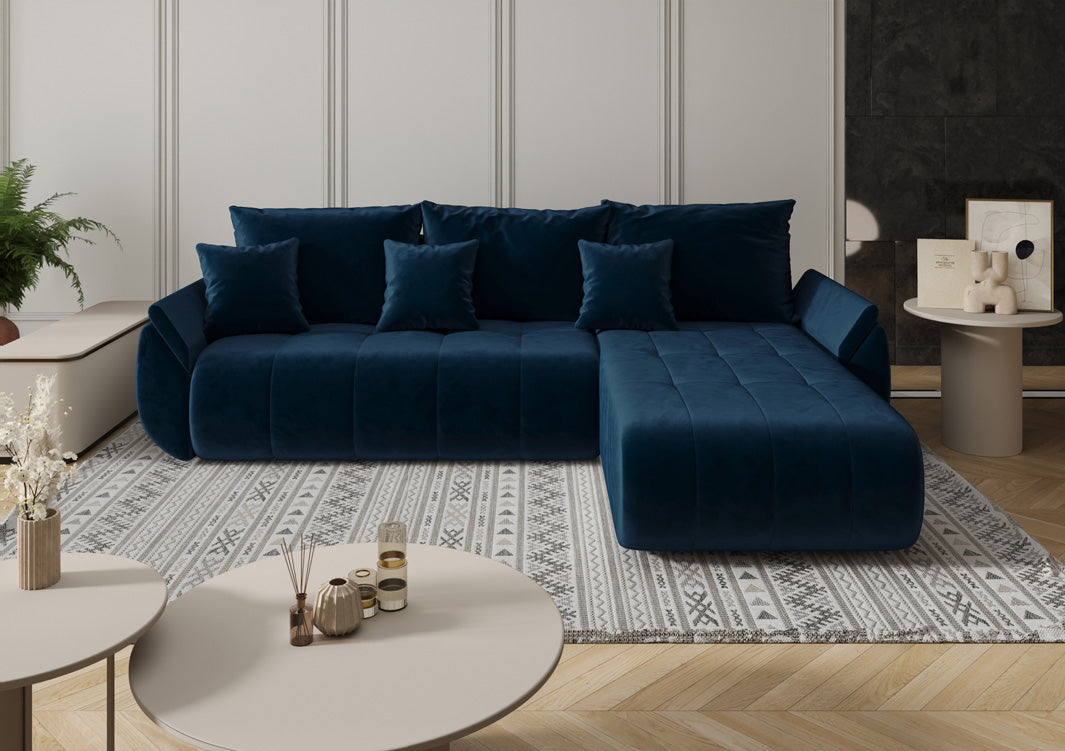 Designer sofa Lenoa with sleeping and folding function in velvet