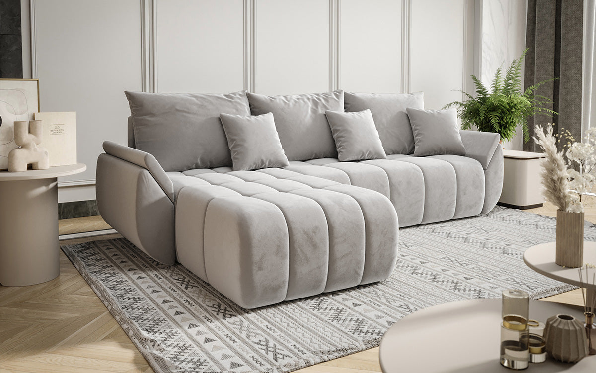 Designer sofa Lenoa with sleeping and folding function in velvet