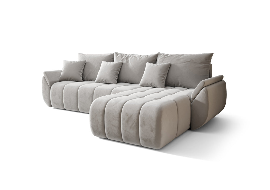 Designer sofa Lenoa with sleeping and folding function in velvet