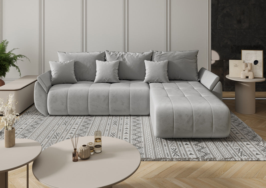 Designer sofa Lenoa with sleeping and folding function in velvet