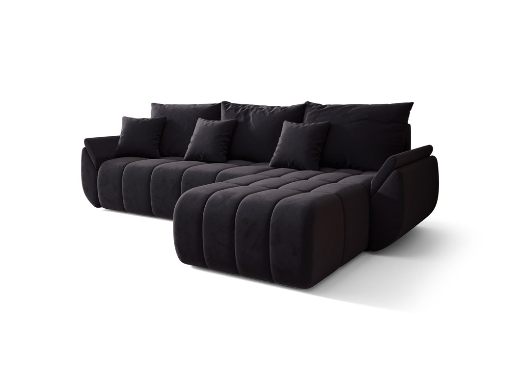 Designer sofa Lenoa with sleeping and folding function in velvet