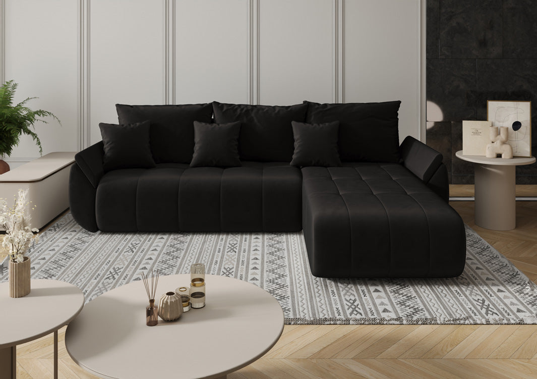 Designer sofa Lenoa with sleeping and folding function in velvet