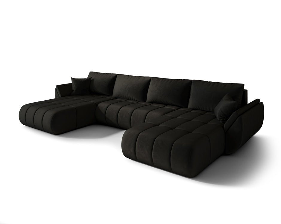 Designer sofa Lenoa U with sleeping and folding function in velvet
