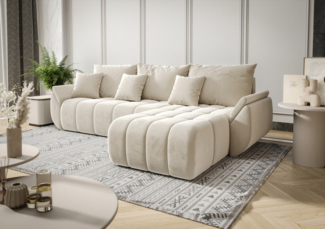 Designer sofa Lenoa with sleeping and folding function in velvet