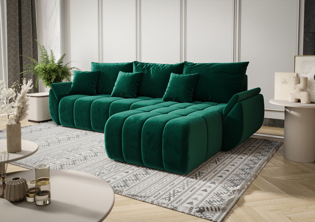 Designer sofa Lenoa with sleeping and folding function in velvet