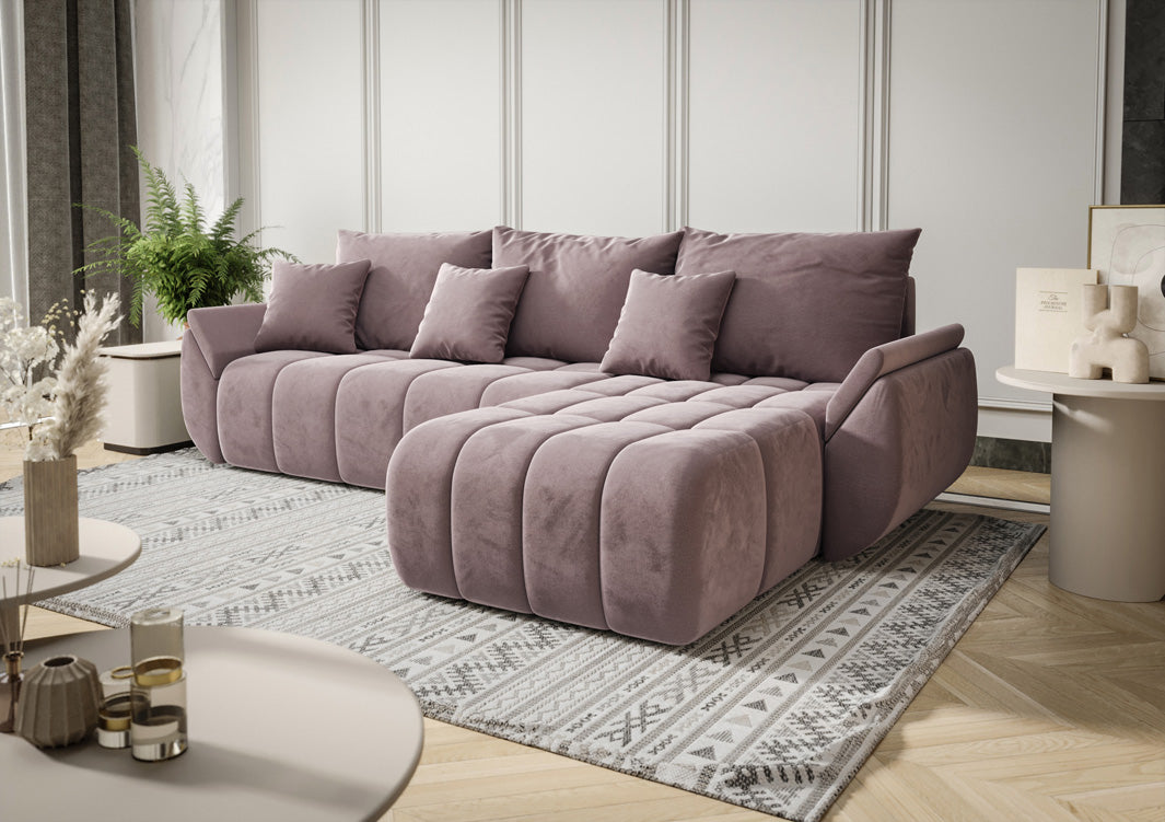 Designer sofa Lenoa with sleeping and folding function in velvet