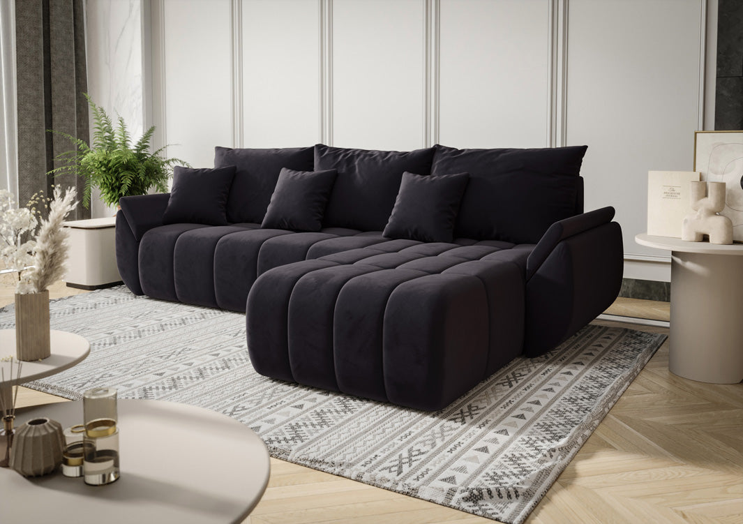 Designer sofa Lenoa with sleeping and folding function in velvet