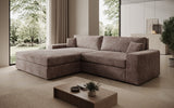 Designer Ecksofa Lugo in Cord – Blush – Links