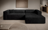 Designer Ecksofa Vasto in Cord – Schwarz – Rechts