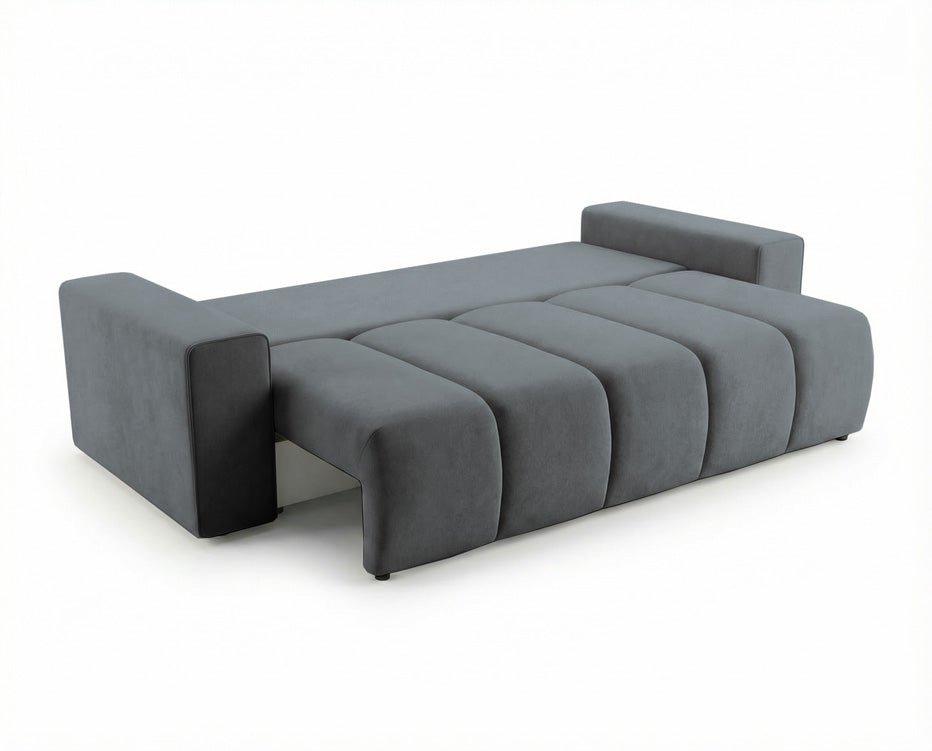 Designer 3 Sitzer Sofa Vena mit Stauraum und Schlaffunktion in Samt