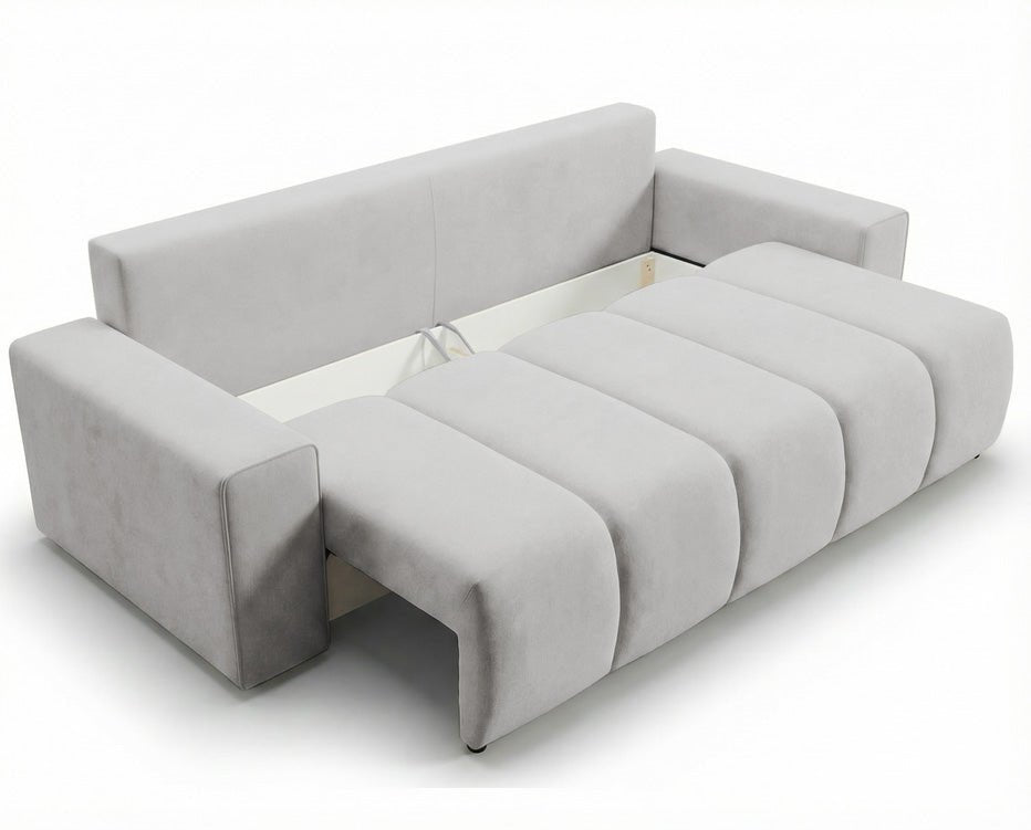 Designer 3 Sitzer Sofa Vena mit Stauraum und Schlaffunktion in Samt