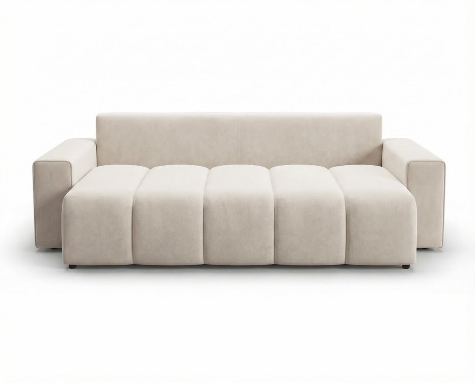 Designer 3 Sitzer Sofa Vena mit Stauraum und Schlaffunktion in Samt