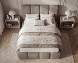 Designer Polsterbett Perla in Bouclé – Taupe