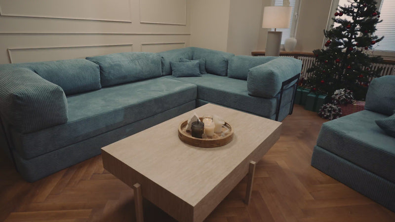 Designer corner sofa Lazy closed in Corduroy