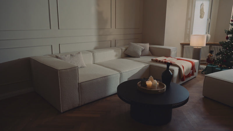 Designer corner sofa Lesley in bouclé