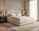 Designer Polsterbett Ria in Samt mit Stauraum – Beige