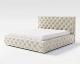 Designer Polsterbett Ria in Samt mit Stauraum – Beige
