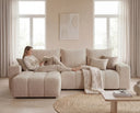 Designer Ecksofa Arvo in Bouclé mit Schlaffunktion & Stauraum – Beige – Links