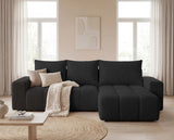 Designer Ecksofa Arvo in Bouclé mit Schlaffunktion & Stauraum – Anthrazit – Rechts