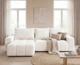 Designer Ecksofa Arvo in Bouclé mit Schlaffunktion & Stauraum – Weiß – Links