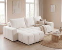 Designer Ecksofa Arvo in Bouclé mit Schlaffunktion & Stauraum – Weiß – Links