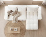 Designer Ecksofa Arvo in Bouclé mit Schlaffunktion & Stauraum – Weiß – Rechts