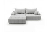 Designer Ecksofa Pino in Samt mit Schlaffunktion & Stauraum – Hellgrau – Links