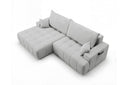 Designer Ecksofa Pino in Samt mit Schlaffunktion & Stauraum – Hellgrau – Links