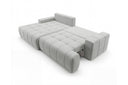 Designer Ecksofa Pino in Samt mit Schlaffunktion & Stauraum – Hellgrau – Links