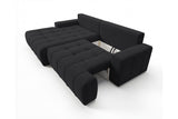Designer Ecksofa Pino in Samt mit Schlaffunktion & Stauraum – Schwarz – Links