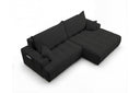 Designer Ecksofa Pino in Samt mit Schlaffunktion & Stauraum – Schwarz – Rechts