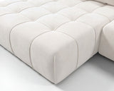 Designer Ecksofa Pino in Samt mit Schlaffunktion & Stauraum – Weiß – Links