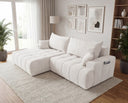 Designer Ecksofa Pino in Samt mit Schlaffunktion & Stauraum – Weiß – Links