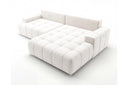 Designer Ecksofa Pino in Samt mit Schlaffunktion & Stauraum – Weiß – Rechts
