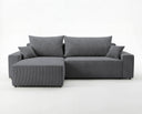 Designer Ecksofa Rino in Cord mit Schlaffunktion & Stauraum – Grau – Rechts