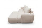 Designer Ecksofa Corso in Samt mit Schlaffunktion & Stauraum – Beige – Rechts