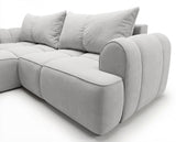 Designer Ecksofa Corso in Samt mit Schlaffunktion & Stauraum – Hellgrau – Links