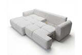 Designer Ecksofa Corso in Samt mit Schlaffunktion & Stauraum – Hellgrau – Links