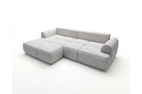 Designer Ecksofa Corso in Samt mit Schlaffunktion & Stauraum – Hellgrau – Links