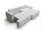 Designer Ecksofa Corso in Samt mit Schlaffunktion & Stauraum – Hellgrau – Rechts