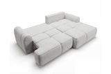 Designer Ecksofa Corso in Samt mit Schlaffunktion & Stauraum – Hellgrau – Rechts