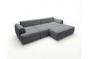 Designer Ecksofa Corso in Samt mit Schlaffunktion & Stauraum – Grau – Rechts