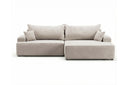 Designer Ecksofa Frido in Samt mit Schlaffunktion & Stauraum – Beige – Rechts
