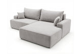 Designer Ecksofa Frido in Samt mit Schlaffunktion & Stauraum – Hellgrau – Rechts