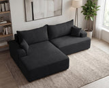 Designer Ecksofa Frido in Samt mit Schlaffunktion & Stauraum – Schwarz – Links