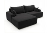 Designer Ecksofa Frido in Samt mit Schlaffunktion & Stauraum – Schwarz – Links