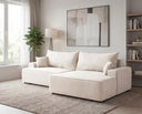 Designer Ecksofa Frido in Samt mit Schlaffunktion & Stauraum – Weiß – Rechts